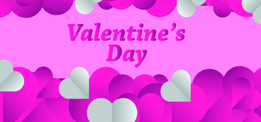 Valentine's Day concept background. Vector illustration. red and white paper hearts. Cute love sale poster or greeting card