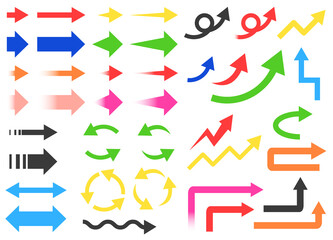 カラフルな矢印のアイコンセット　ベクター素材