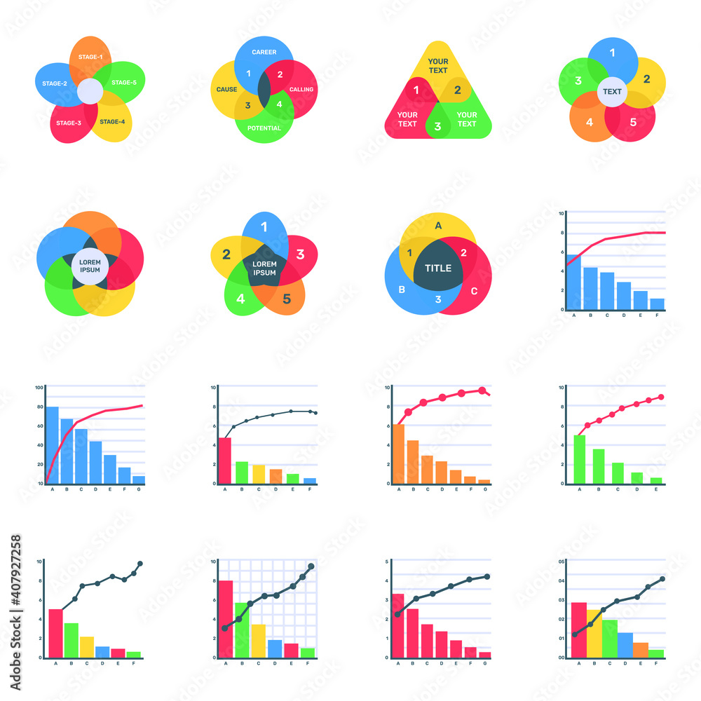 Canvas Prints set of pie charts flat icons