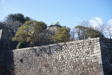 Osaka castle or Osakajyo in Osaka Prefecture, Japan, winter season - 大阪城 大阪 日本 冬
