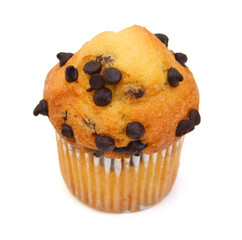 Chocolate Chip Muffin Isolated on White Background