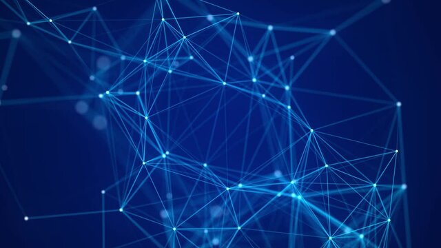 Digital blue background with dots and lines. Big data visualization. Network connection structure. 3D rendering.