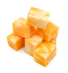 Cubes of Colby Cheese isolated on white