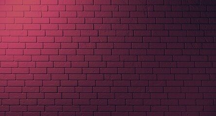 Fototapeta na wymiar Dark brick wall and red light. Dark background. Grunge backdrop. Modern home design.
