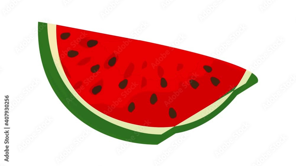 Poster red slice watermelon icon animation best object on white background