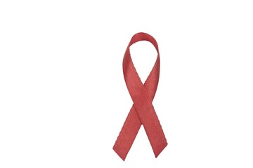 Red ribbon - Breast cancer sybmol on a white