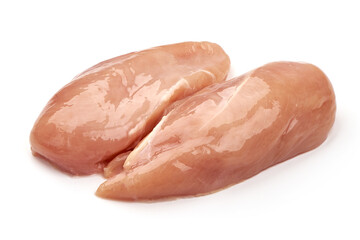 Raw chicken breast, isolated on white background