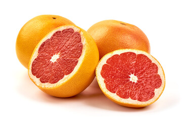 Red grapefruits, isolated on white background