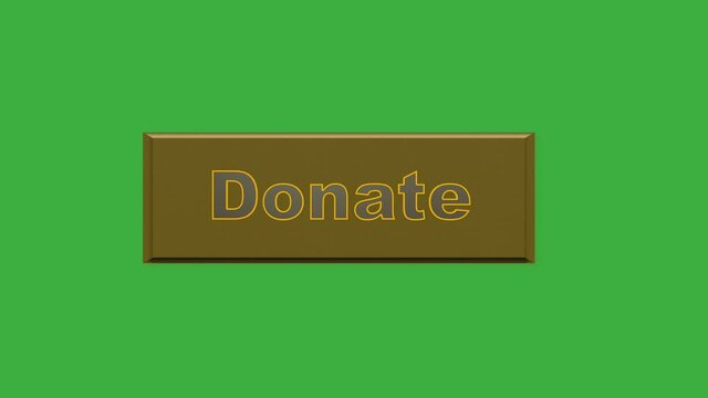 Donation golden button. Donate Icon on the green screen