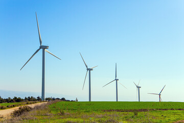  The several scenic wind turbines