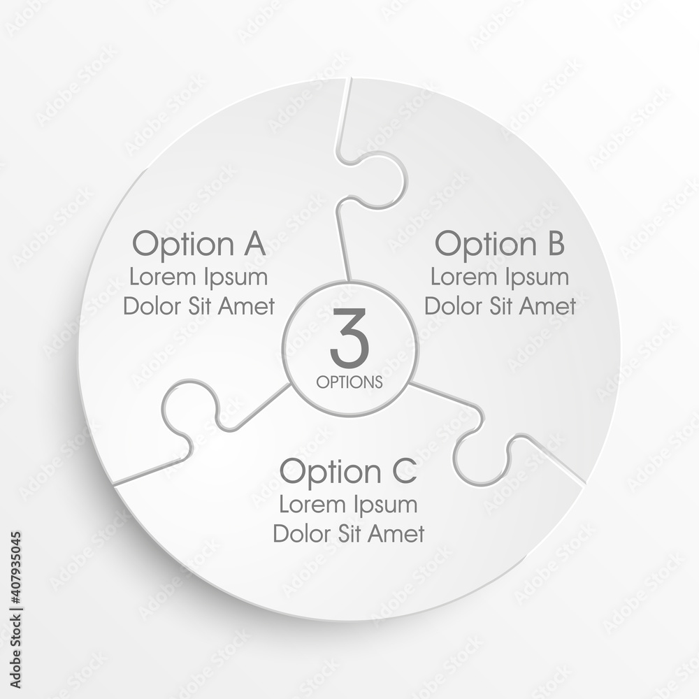 Leinwandbilder three sided 3d puzzle presentation infographic template with explanatory text field for business sta