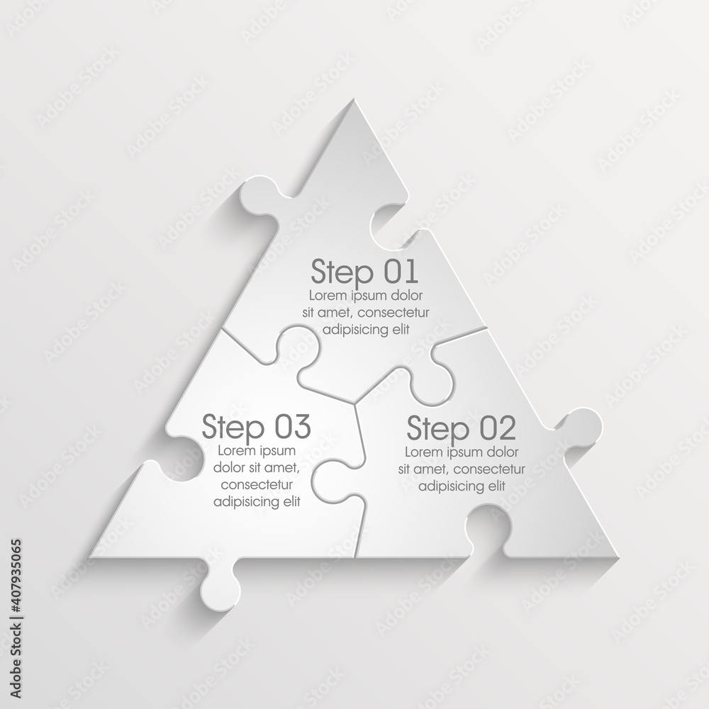 Aufkleber White pyramid puzzle presentation infographic template with explanatory text field for business statistics vector illustration