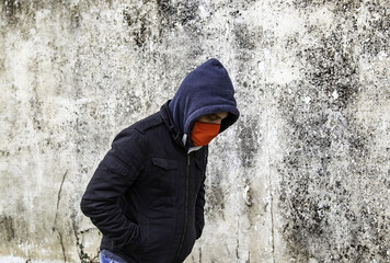 Young street gang with mask