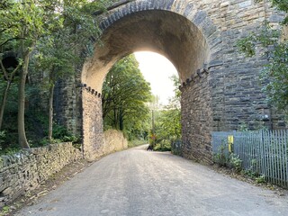 Victorian stone built viaduct on, Thornhills Beck Lane, Brighouse, UK