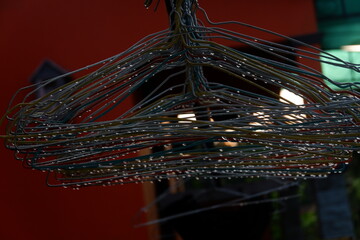 wet hangers due to rain