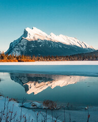Mount Rundle and Vermillion Lakes sunset of Banff, Alberta, Canada