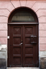 old wooden door in a wall