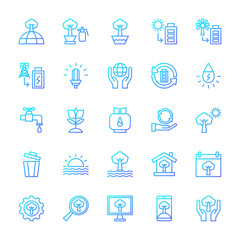 Ecology icon set in blue gradient style. Environment and nature icon.