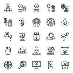 Ecology icon set with outline styles. Environment and nature icon.