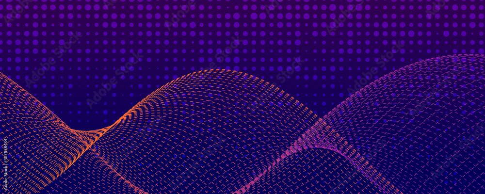 Poster abstract halftone wave line shape web banner background .