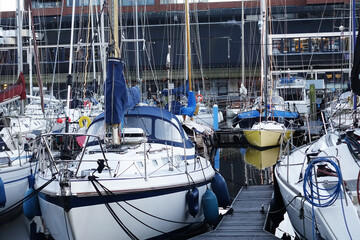 The sailing port in the evening of Scheveningen