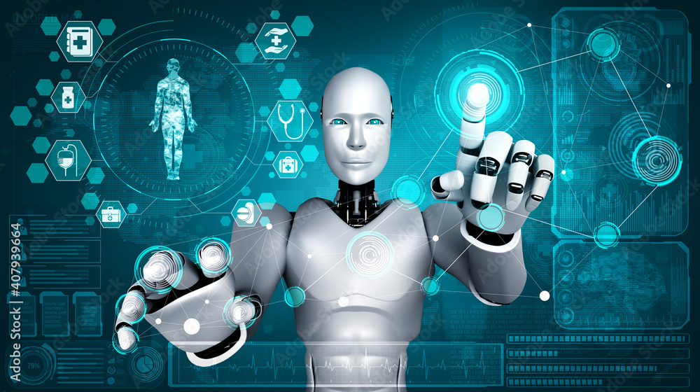 Poster future medical technology controlled by ai robot using machine learning and artificial intelligence 