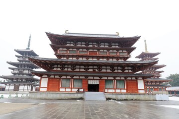 奈良　雪景色の薬師寺