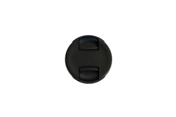 SLR camera lens cap on white isolated background