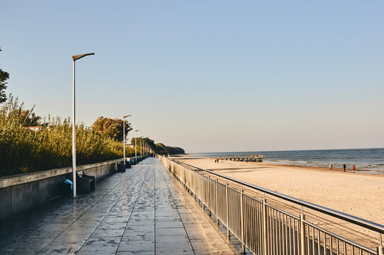 Footpath next to the beach in Sarbinowo, Poland during daylight