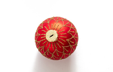 Obraz premium Christmas bauble red color isolated against white background.