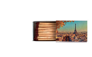 Matches in an open box on a white insulated background