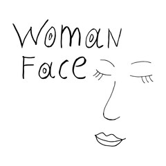 Doodle woman face. International Women's Day. hand drawn of a woman face isolated on a white background. Vector illustration sticker, icon, design element