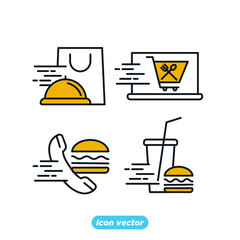 Food delivery set icon template color editable. contactless delivering, fast food distribution symbol vector illustration for graphic and web design.