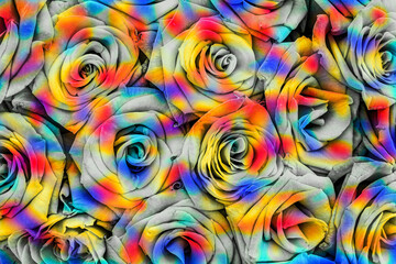 Buds of colored roses in a bouquet