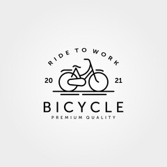 bicycle line art logo vintage minimalist symbol vector illustration design