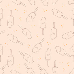 Hand drawn Ice cream food seamless pattern. Ice cream Vector illustration in doodle style
