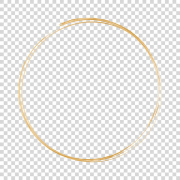 gold round frame banner isolated on transparent background	
