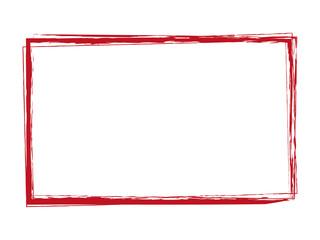 red brush painted ink stamp banner frame on white background