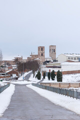 Beautiful scenery of Castle of Leon in Avila Spain Europe during the winter