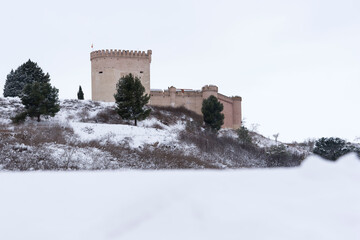 Beautiful scenery of Castle of Leon in Avila Spain Europe during the winter