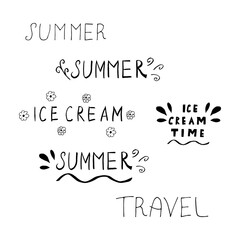 Doodle summer, ice cream lettering  set. hand drawn of a kite isolated on a white background. Vector illustration