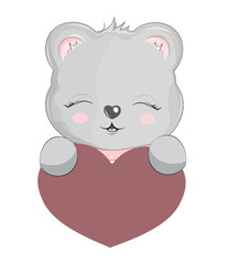 Obraz na płótnie Canvas Teddy bear boy Valentines Day card