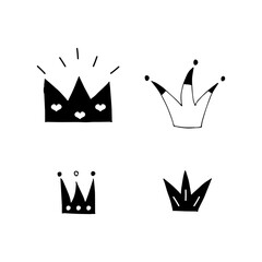 Doodle crown set. hand drawn of a kite isolated on a white background. Vector illustration