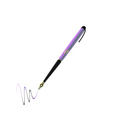 Number 8 on Fountain pen in pink trim black and gold color body with drawing line on paper in white background