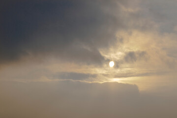 Sunset cloudy sky in pastel tones. Nature sky background.