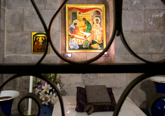 Jerusalem, Israel, January 29, 2020: Bethesda at St. Anne Church Jerusalem. Fragment of the interior