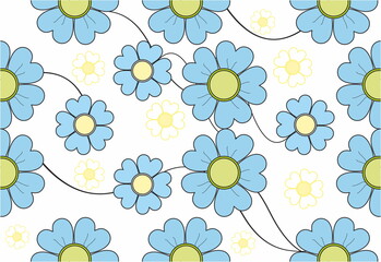  seamless background with blue flowers 

