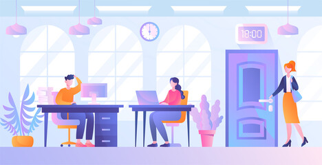 End of the working day in office concept