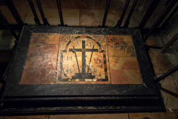 Jerusalem, Israel, January 29, 2020: Fragment The Crypt of St. Helena, Chapel of the Discovery of...