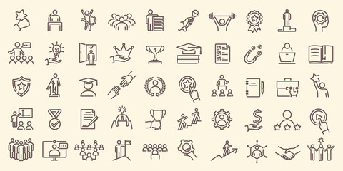 Skills, empowerment leadership development icons